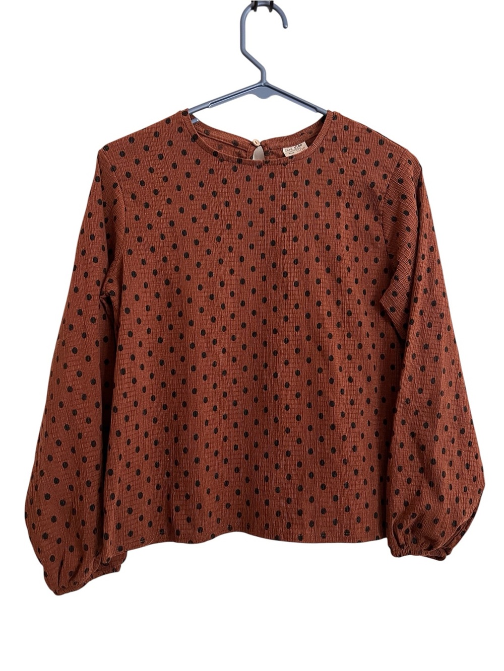 Zara Girls Polka Dot Long-Sleeve Blouse - Rust